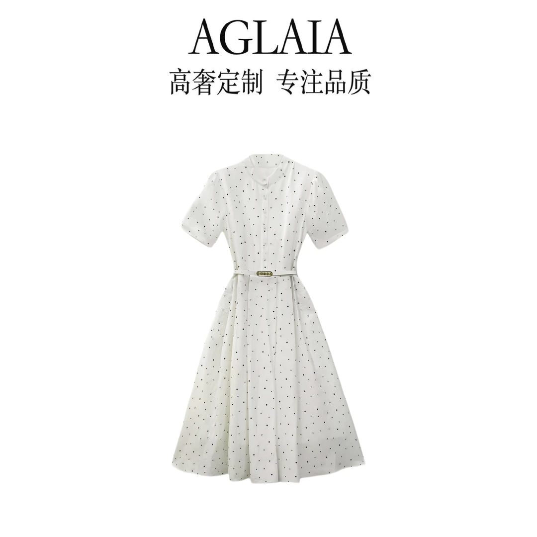8032~Aglaia法式高奢2025夏季新款优雅时尚气质波点连衣裙女