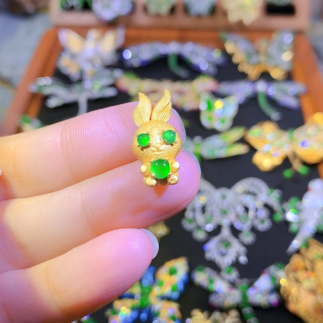 吊坠(不含链)银S925镶嵌翡翠