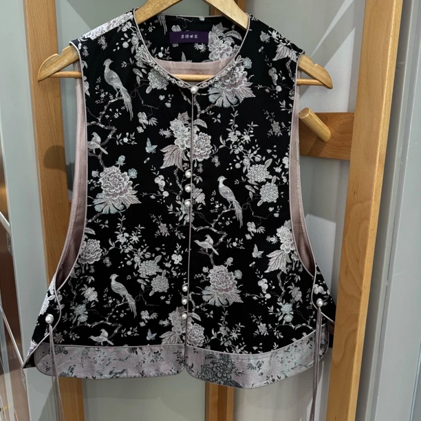 圆领 芙蓉锦鸡 马甲 新中式非遗宋锦马甲日常百搭