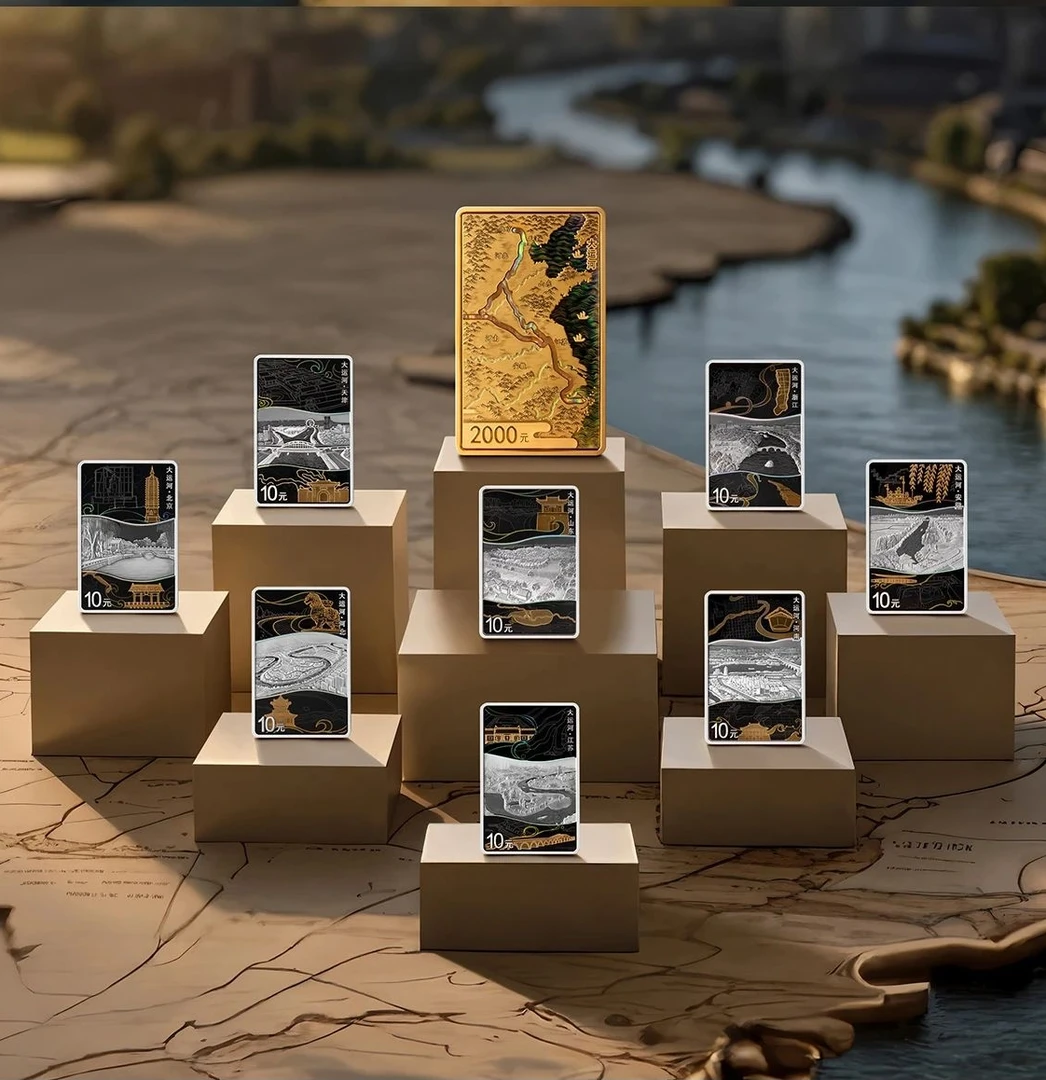 2025年大运河金银纪念币 150克金币 30克银币*8枚京杭大运河银币