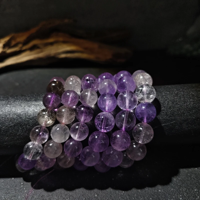 【黑胖珠宝】 H0937 天然水晶紫超七手链多样性发其一