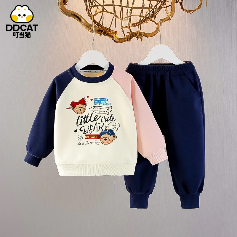 叮当猫女童卫衣套装春秋儿童休闲卡通秋装中小童女宝宝秋季两件套