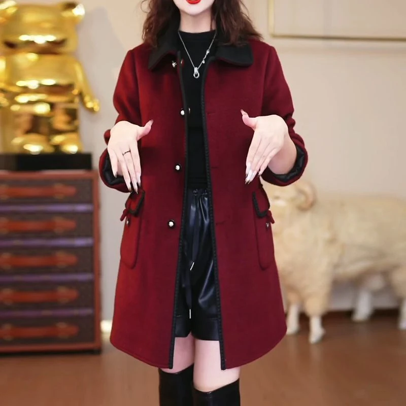 时尚羊毛外套羽绒服2025冬新款气质显瘦可拆卸羽绒内胆中长款大衣