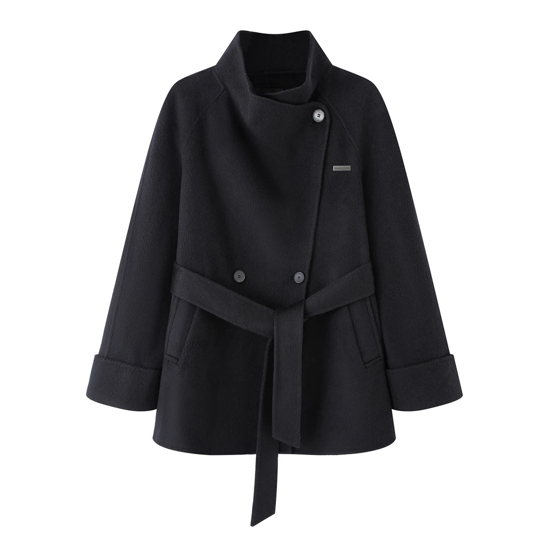 艾家商场同款2025年冬季新款气质立领双面呢大衣外套234142