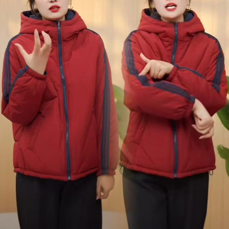 2025爆款两面新款双面棉服连帽洋气棉衣宽松保暖时尚休闲防风外套