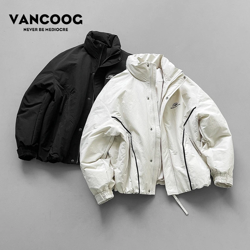 凡购冬季潮牌立领保暖外套加厚宽松白鸭绒羽绒衣短款抗寒羽绒服男