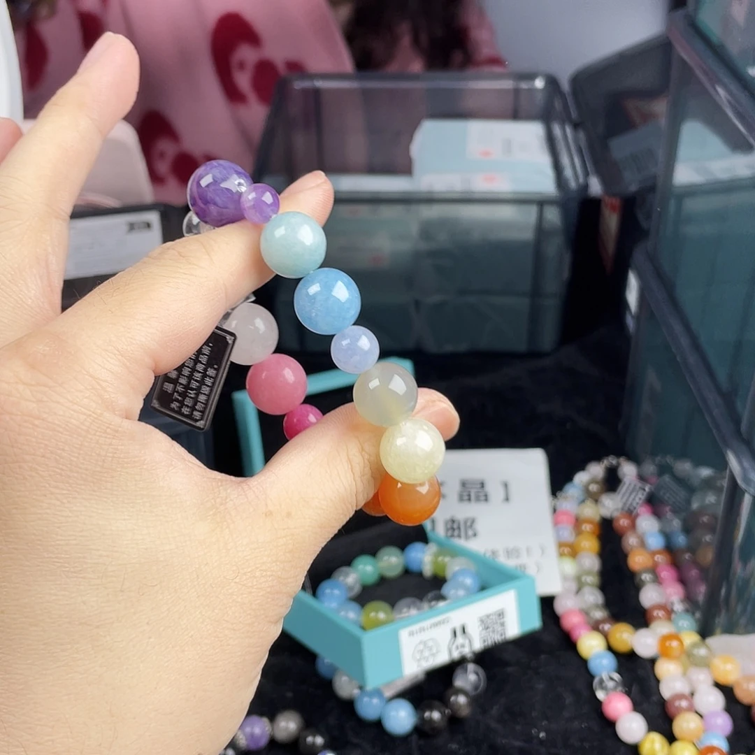 水晶银S925镀金镶嵌手串
