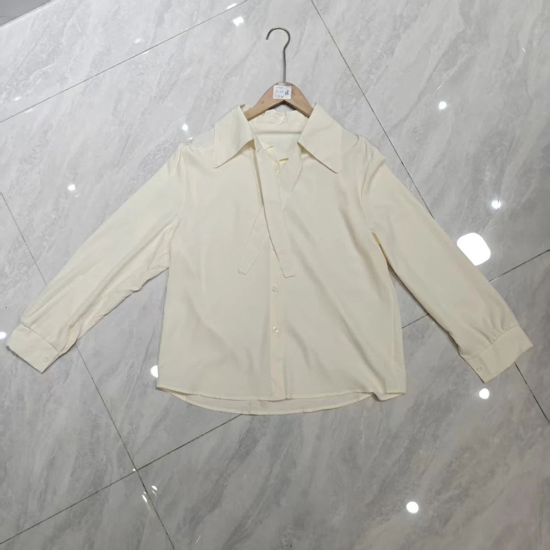 0946成人衬衫气质蝴蝶结翻领通勤休闲蝴蝶长袖