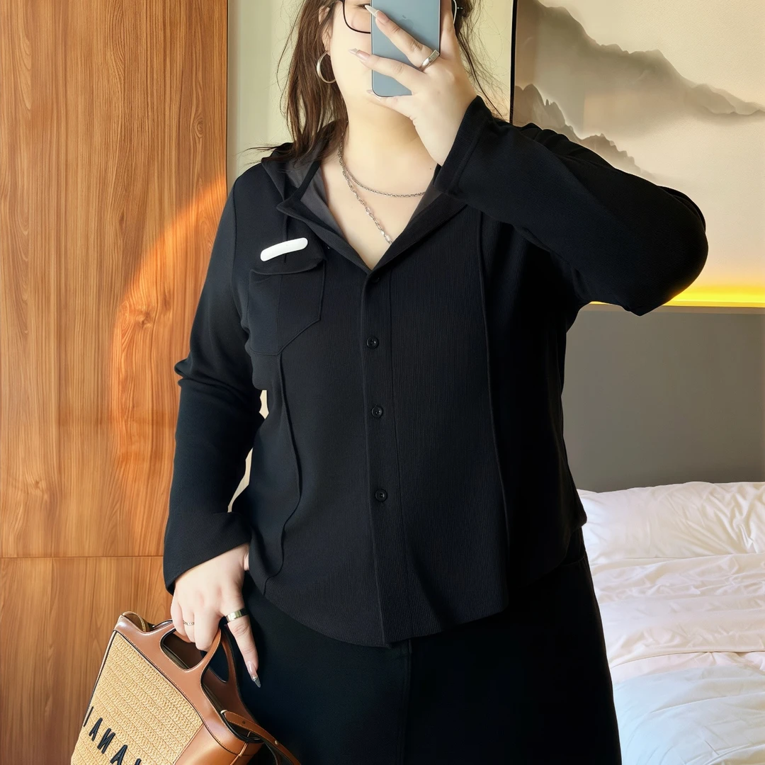 杜乐斯舞 / miu系连帽长袖T恤4421花契胖mm200斤时尚休闲