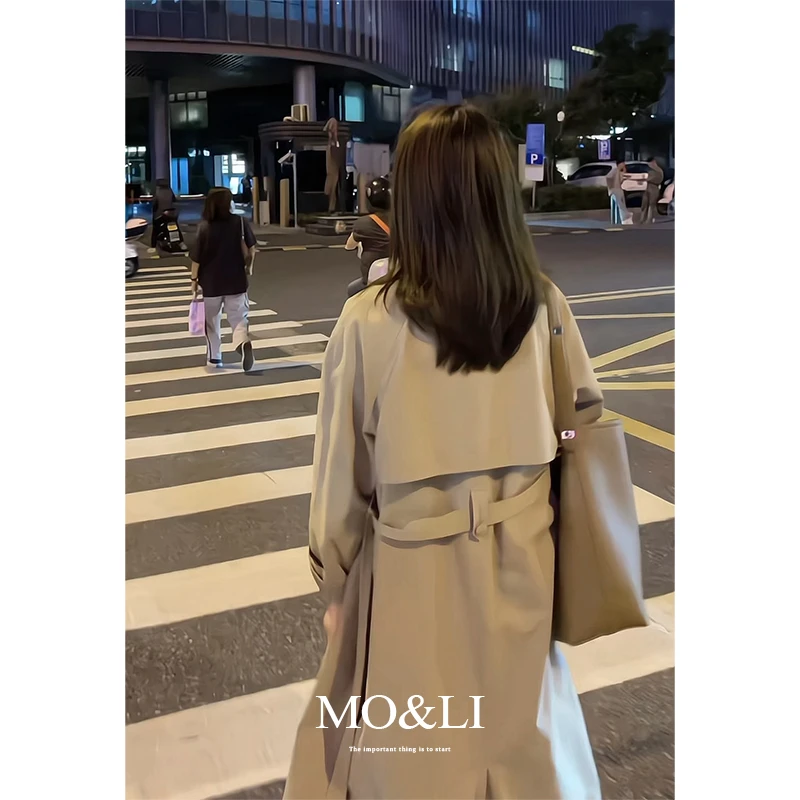 【YUYU】风衣中长款风衣女气质外套小个子卡其色