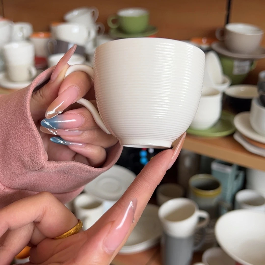 新骨瓷061微瑕白丝线 小咖啡杯