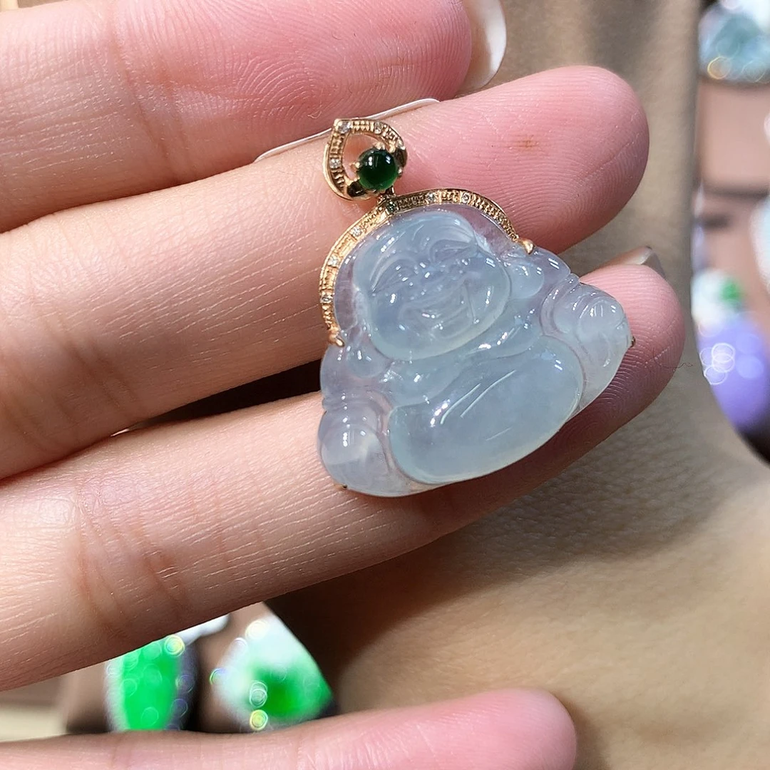 颈饰18K金镶嵌翡翠翡翠