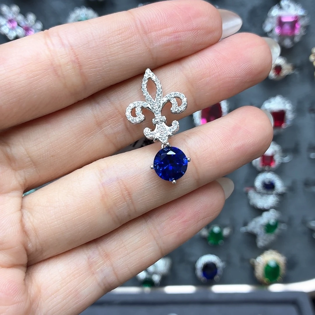 颈饰蓝宝石银S925镶嵌培育