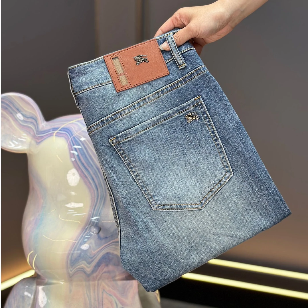 【LY专属】新春款古巴蓝轻奢立体剪裁男士百搭弹力修身直筒男牛仔裤