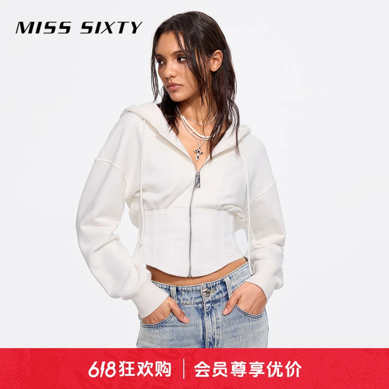 【商场同款新品】Miss Sixty25春新款连帽卫衣唇印章外套欧若假日风