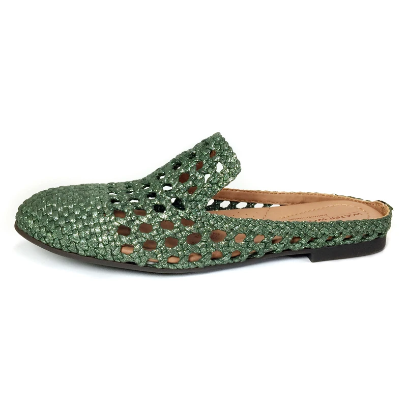 半拖罗马凉拖新款原单鞋手工编织拖鞋镂空平底夏季懒人拖包头