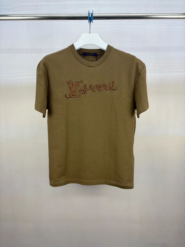 未使用 LouisVuitton/路易威登 棕色麻绳logo短袖/S码/M9640