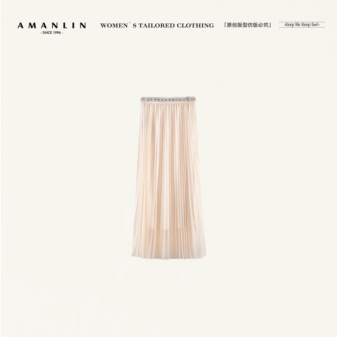 AMANLIN/阿谩琳欧若风春夏洋气高腰显瘦网纱圆点半身裙女Y596772