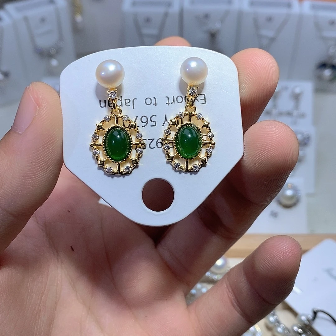 淡水珍珠耳饰银S925镶嵌