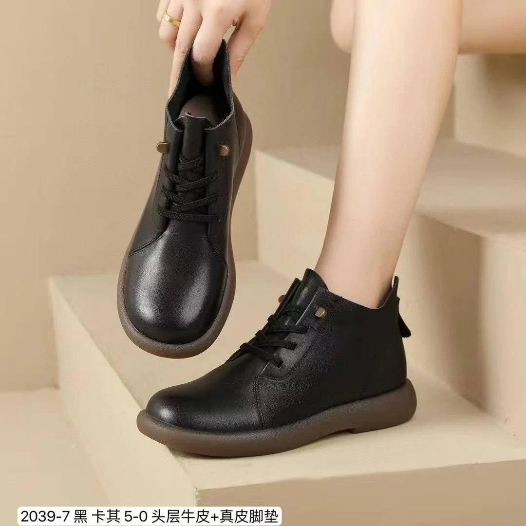 头层牛皮芒果头短靴9245X20397