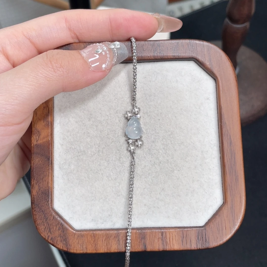 翡翠手链银S925镶嵌12565