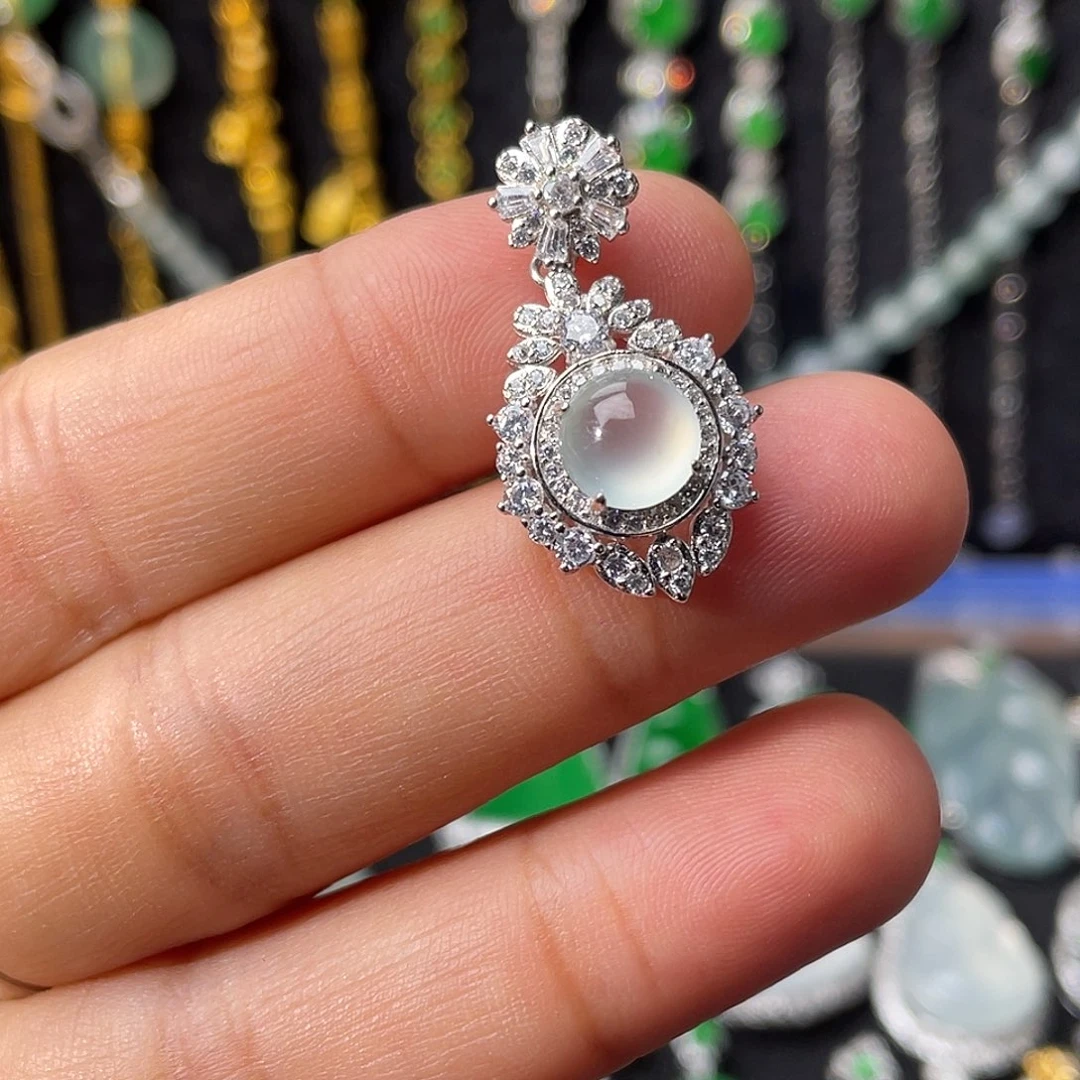 翡翠银S925镶嵌吊坠(不含链)