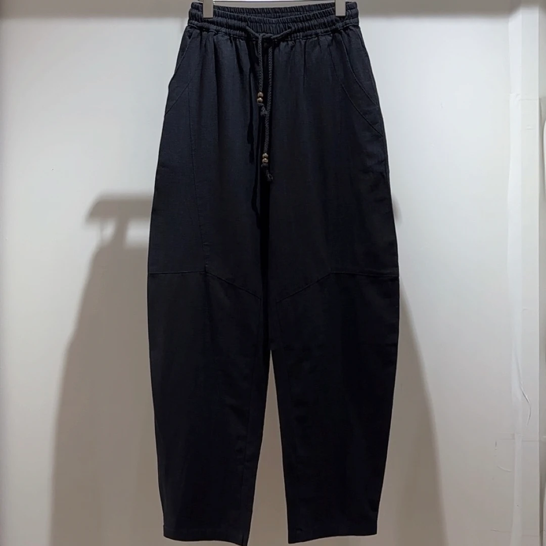 2025秋季新品苎麻棉弯刀男士秋冬季萝卜裤F005