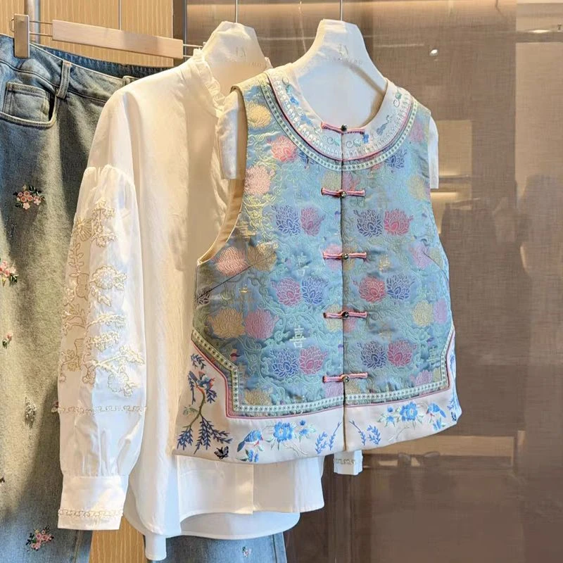 『出门见喜』新中式冬季款国风时尚休闲缠枝头喜鹊马甲