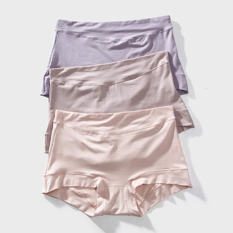 3条装60S兰精莫代尔无痕内裤女7A抗菌平角裤防走光中高腰大码底裤