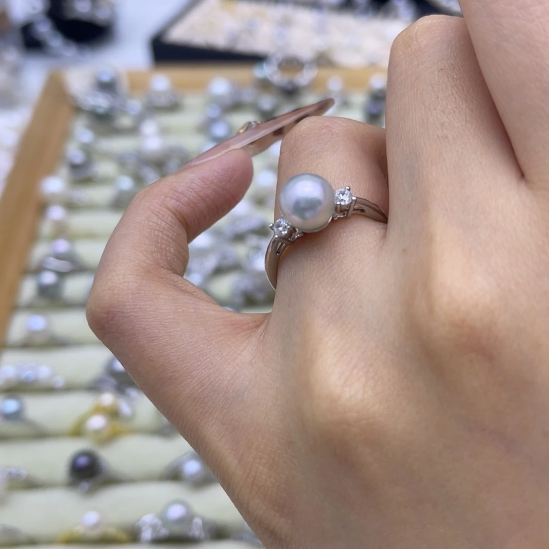 银S925镶嵌海水珍珠戒指