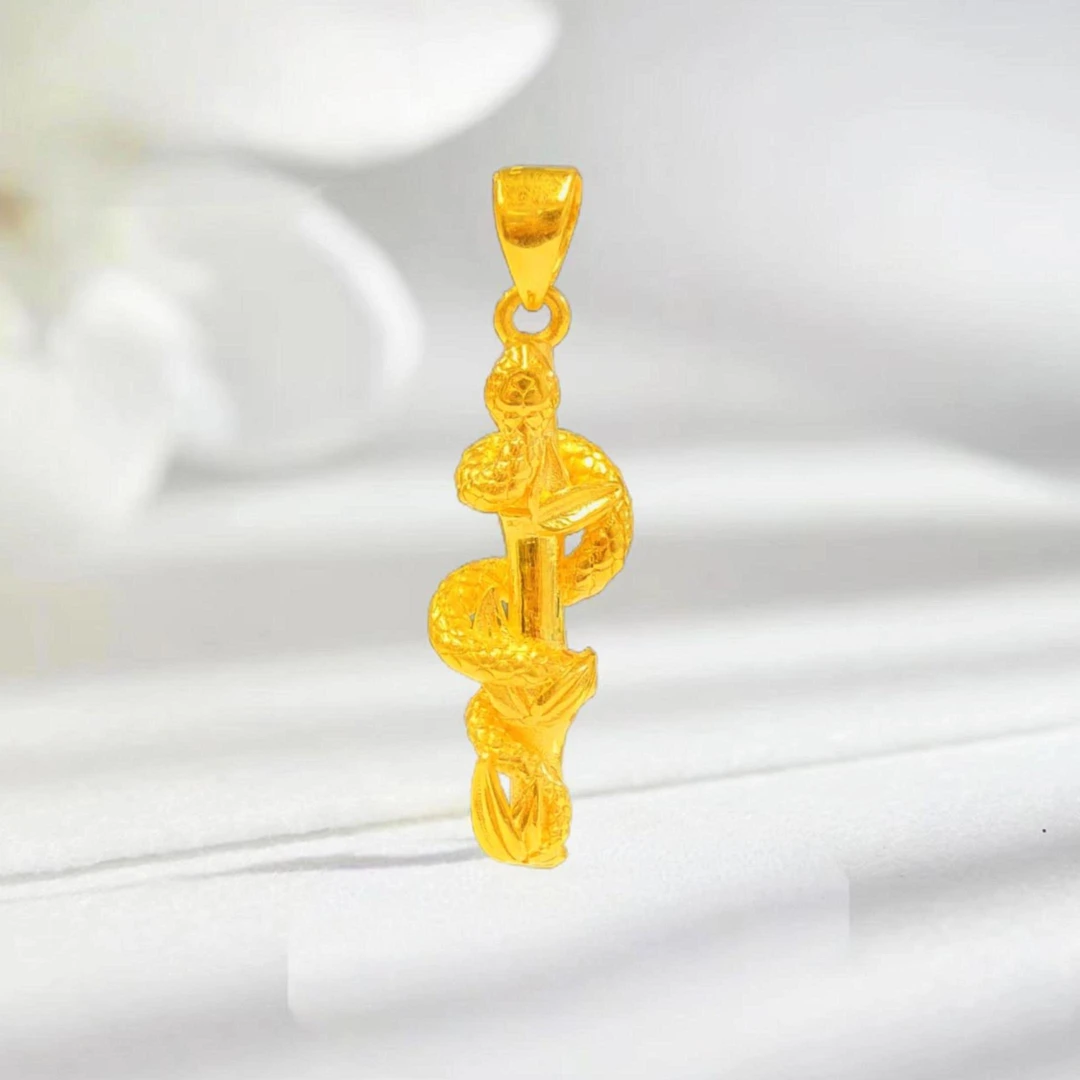 【贞爱福】黄金足金灵蛇竹节吊坠挂坠蛇缠竹节吊坠挂坠