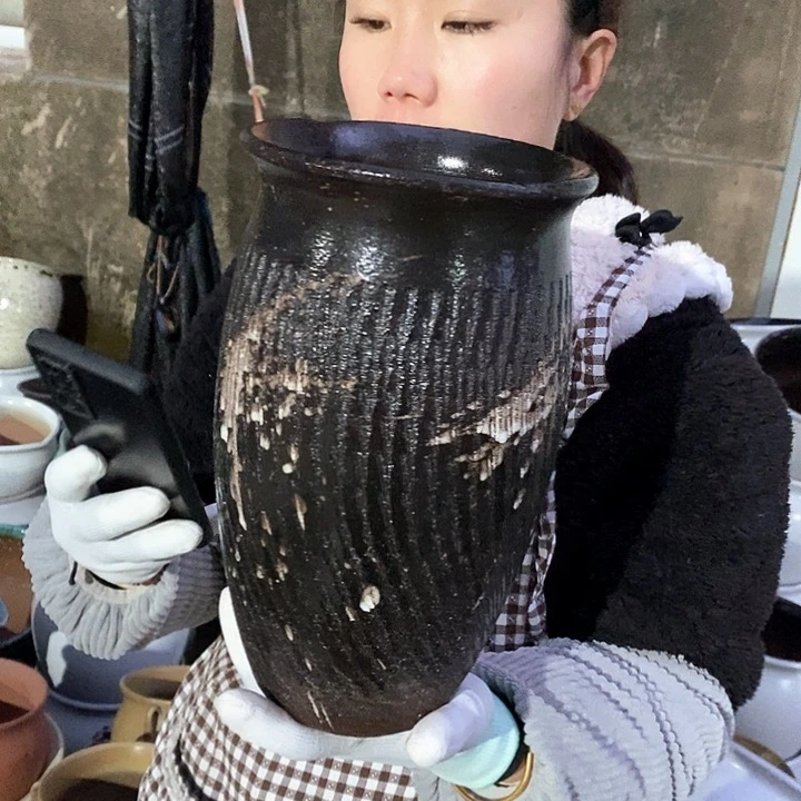 紫砂花盆瑕疵口15高25