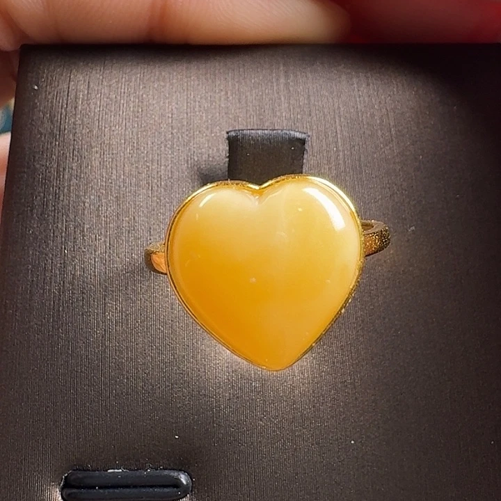 蜜蜡银S925镶嵌戒指戒指