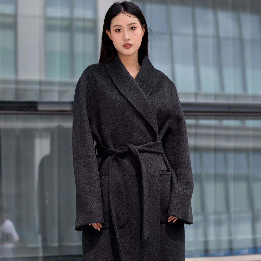 2025濮院慵懒风高级感美拉德双面羊毛大衣高端羊毛呢外套双面呢