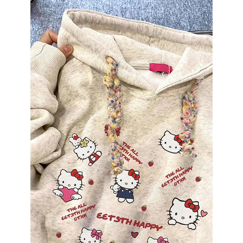 【婉如新生】独特别致连帽卫衣彩虹抽绳韩系慵懒风设计感宽松上衣潮