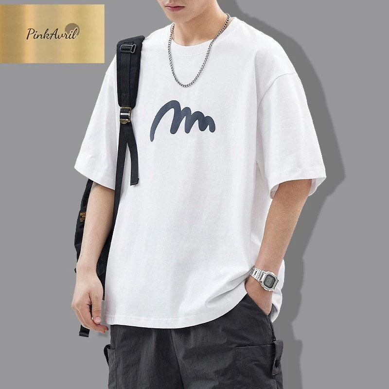 PinkAvril痞帅短袖T恤男夏季新款美式潮牌ins百搭宽松落肩五分