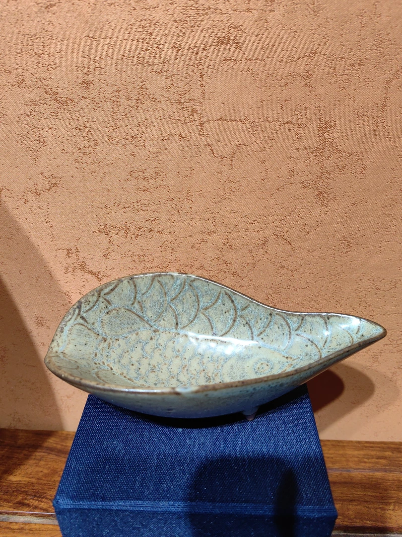 仟寻山房景德镇手工高温颜色釉大茶则鱼鳞纹