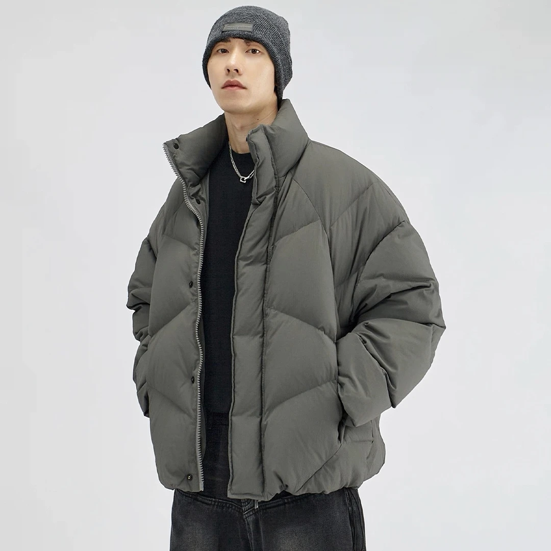 『原创新品』男士高级感休闲立领羽绒服外套 极寒90白鸭绒面包服