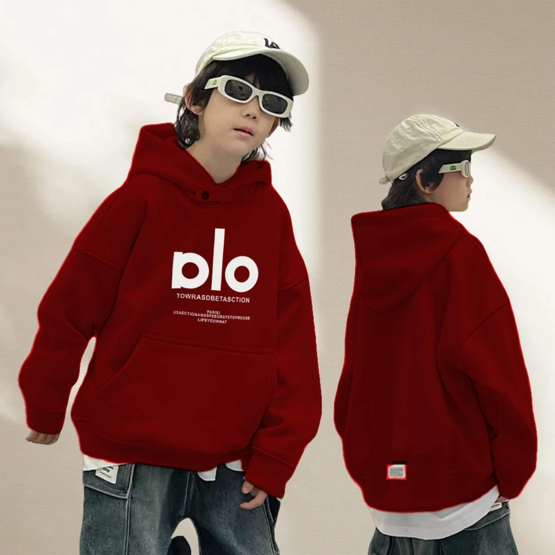 加绒套头男女秋冬宽松落肩连帽卫衣百搭印花时尚潮流韩版痞帅加厚