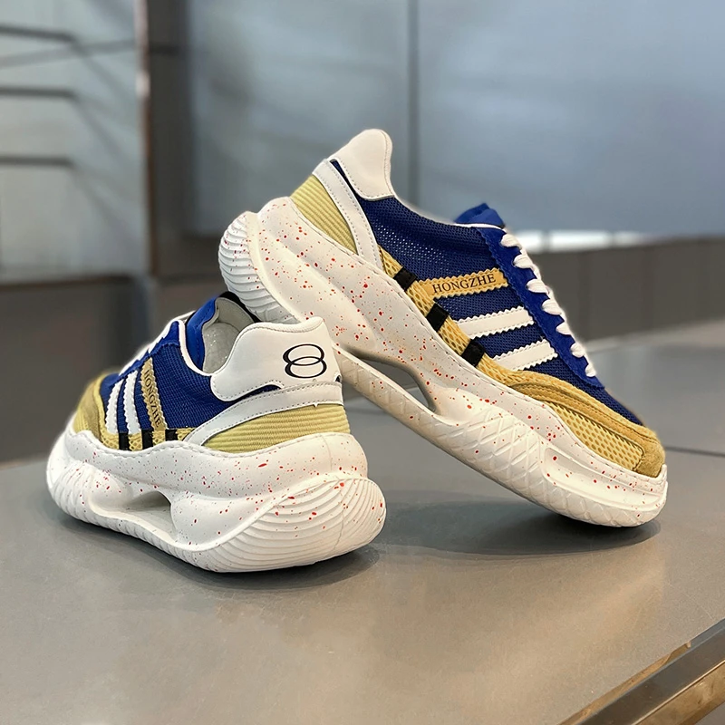 时尚百搭三道杠厚底休闲鞋秋冬新款低帮系带透气老爹鞋舒适男鞋女