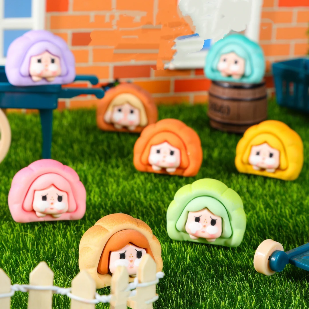 树脂创意牛角面包哭娃配件电脑桌面摆件卡通DIY装饰