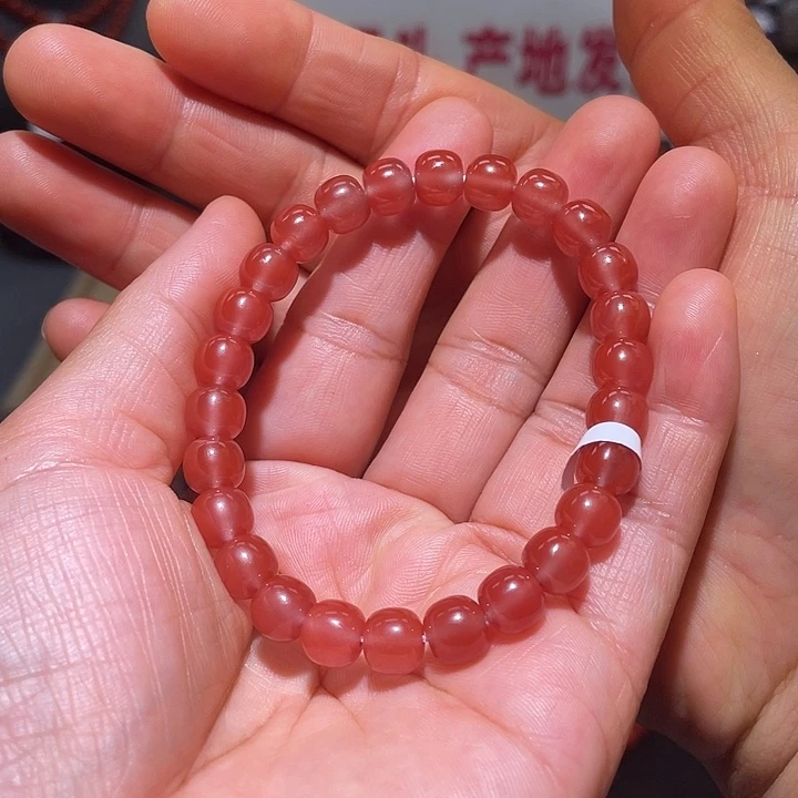 南红玛瑙原矿南红大黑洞水红卡7老型手串未镶嵌