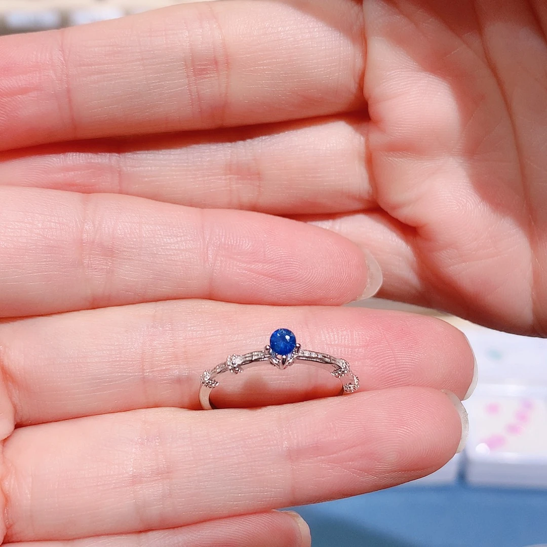 戒指蓝宝石银S925镶嵌