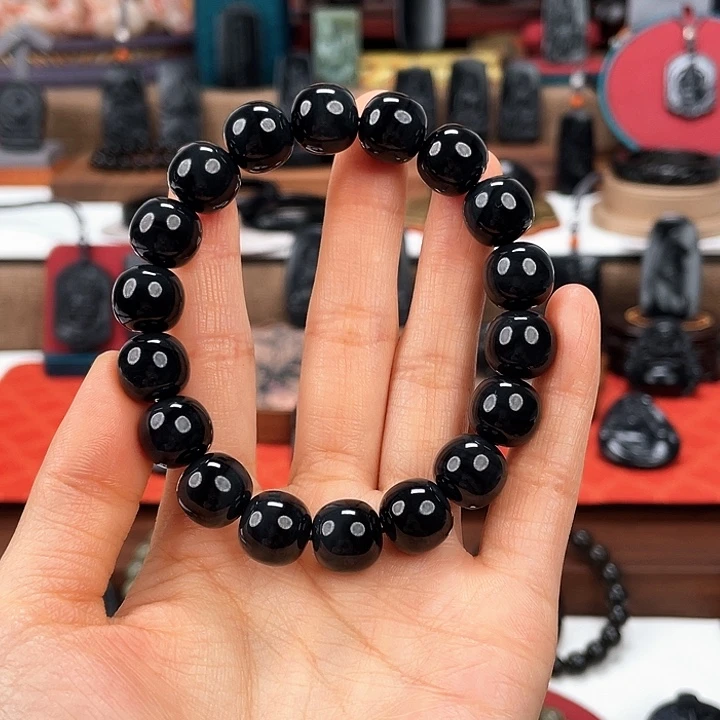 和田玉未镶嵌手串卡12精工巨墨青花纹理