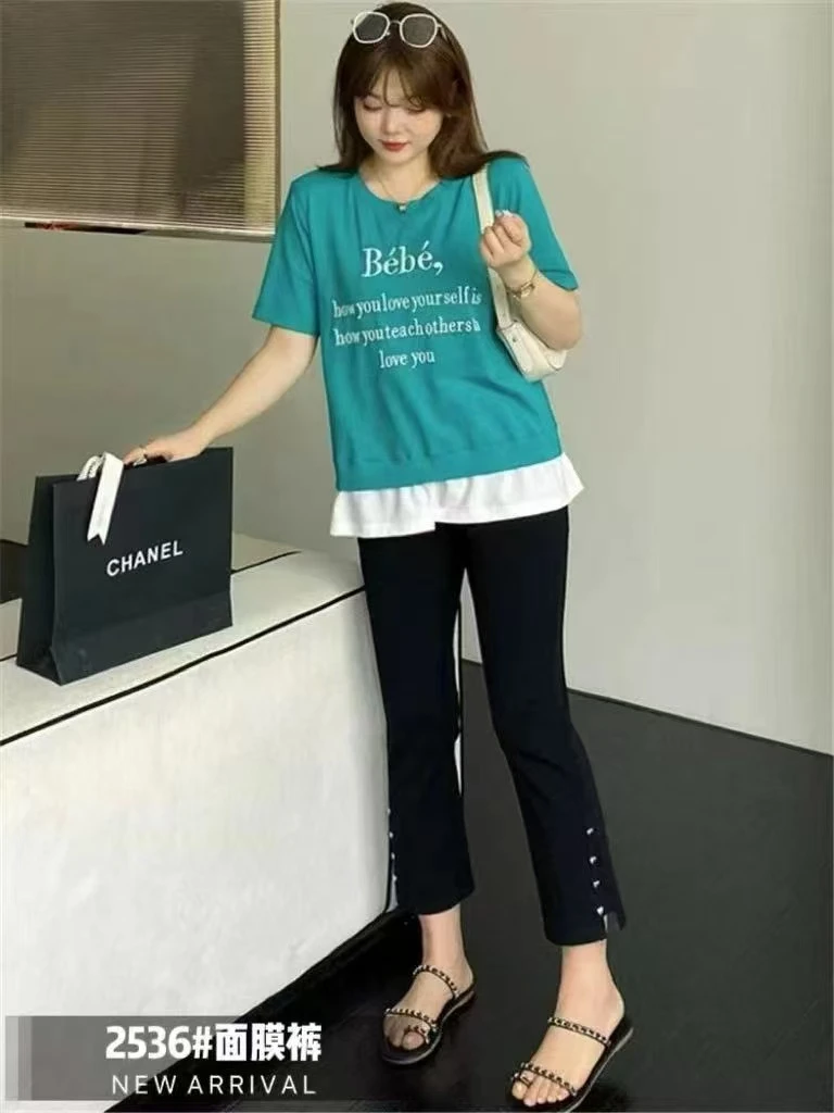 张肉肉2536不规则扣面膜裤