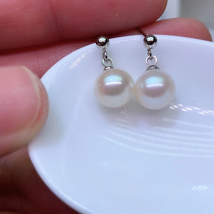 银S925镶嵌耳饰淡水珍珠