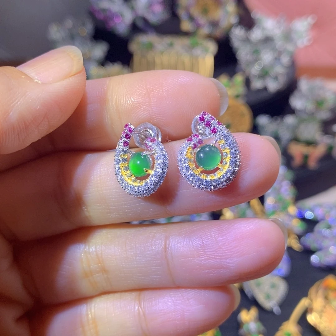 吊坠(不含链)银S925镶嵌翡翠