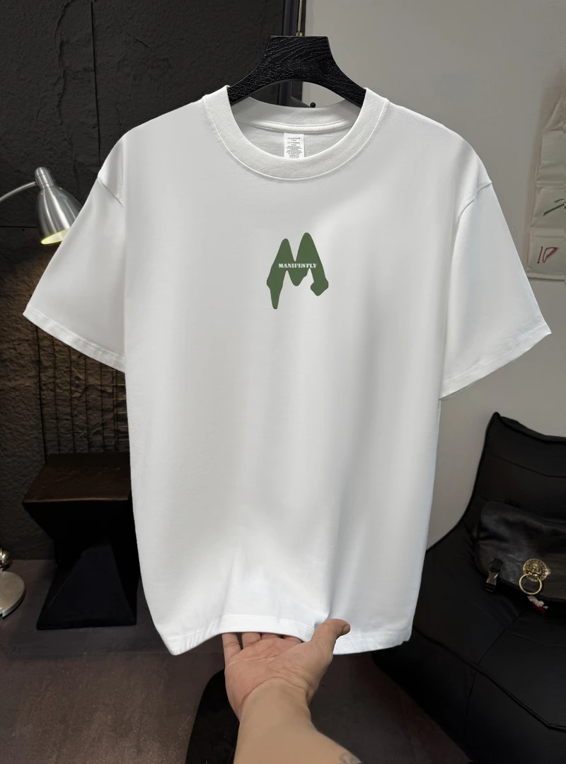 夏季透气纯棉男装短袖T恤重磅宽松休闲简约大气透气吸汗黑白色潮