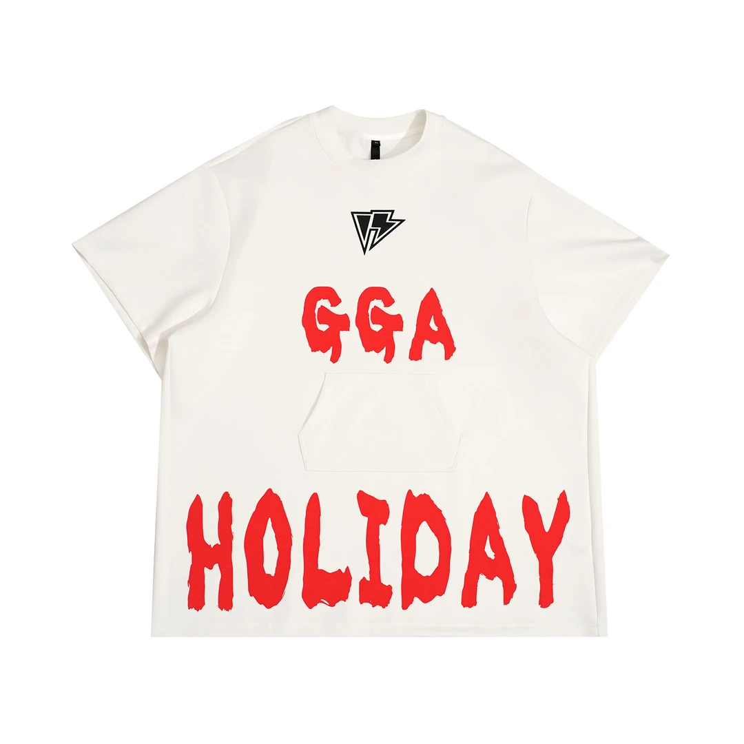 GGAHOLIDAY时尚休闲宽松圆领短袖T恤潮流印花圆领半袖上衣-152035