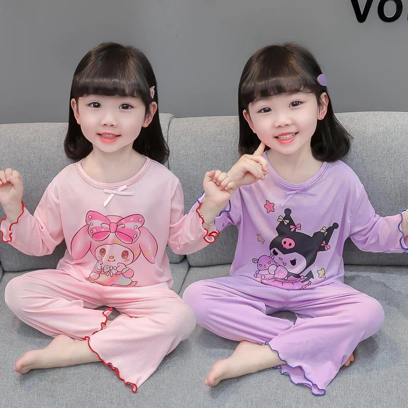 女童睡衣夏季薄款儿童冰丝莫代尔空调服女孩宝宝库洛